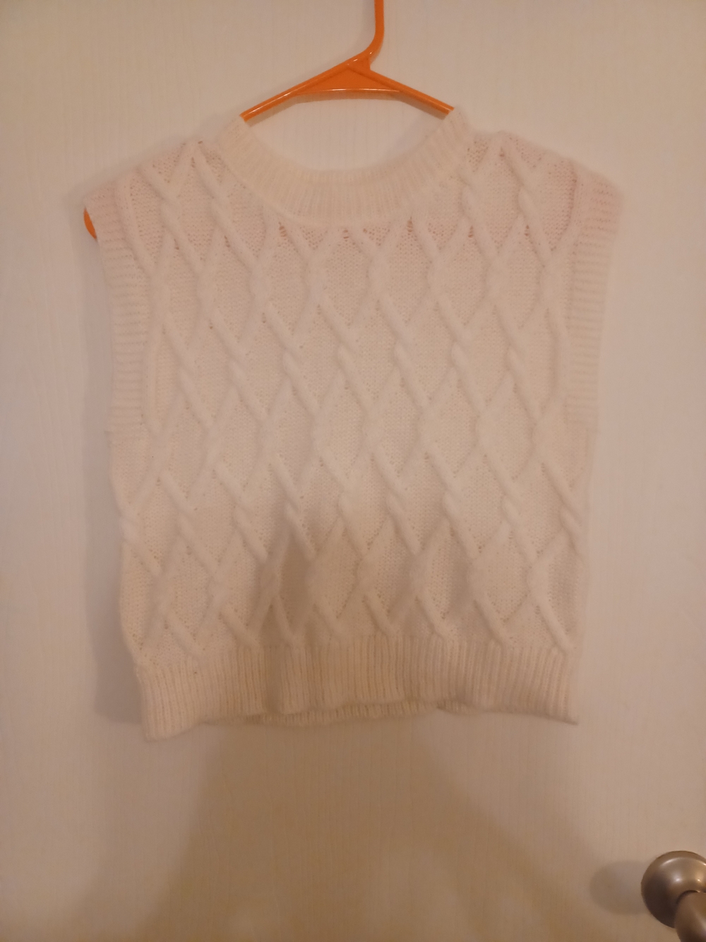 Brand NEW Shein Cream Cable-Knit Sleeveless Sweater Vest